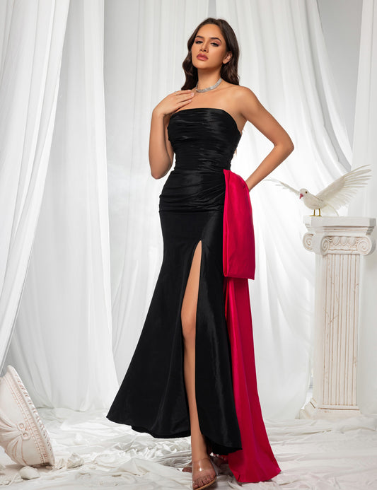 Sexy Off Shoulder Bodycon High Split Evening Dress with Drape